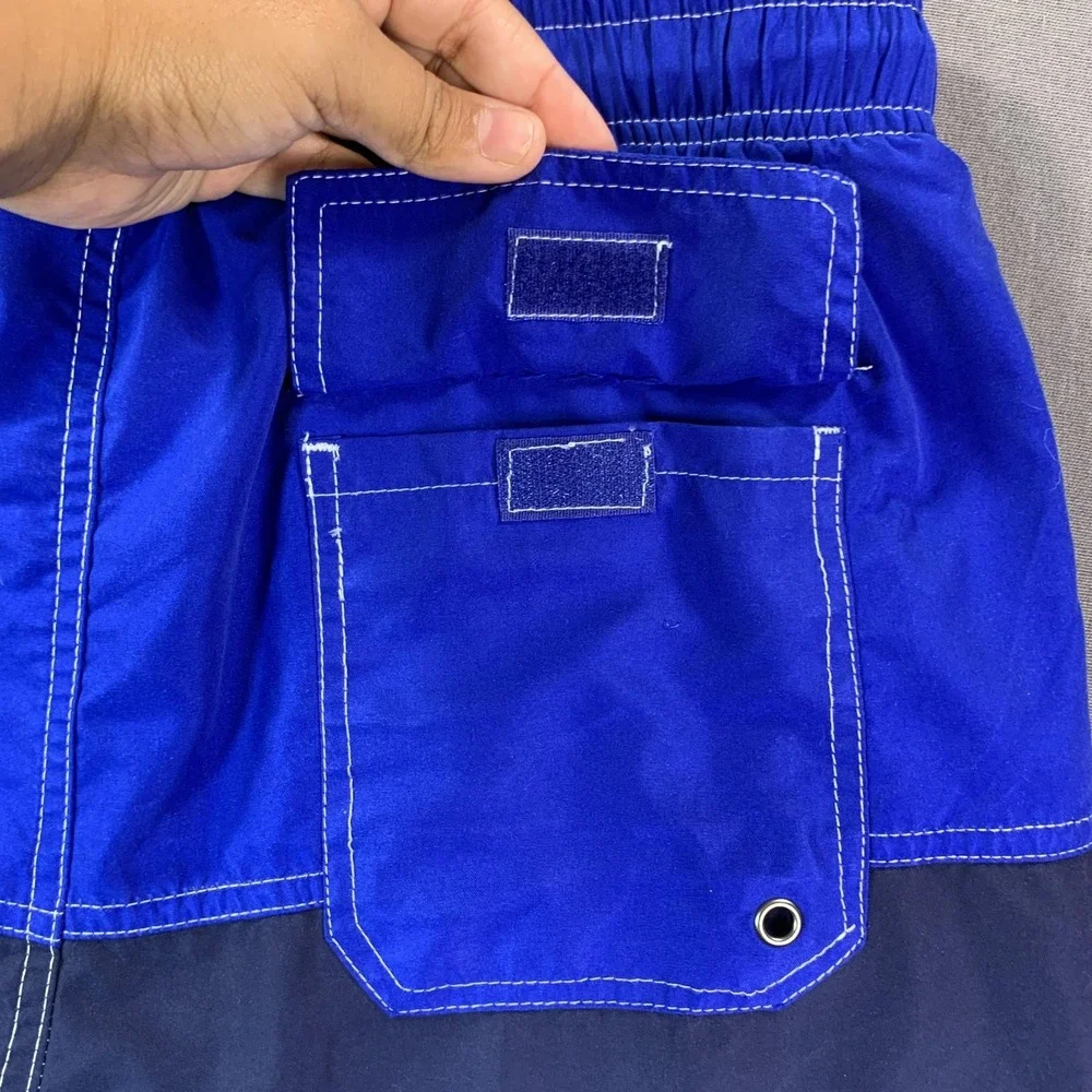 U.S. Polo Assn. Swim Trunks‎ Mens Medium Blue Colorblock Flag Mesh Lined USA
